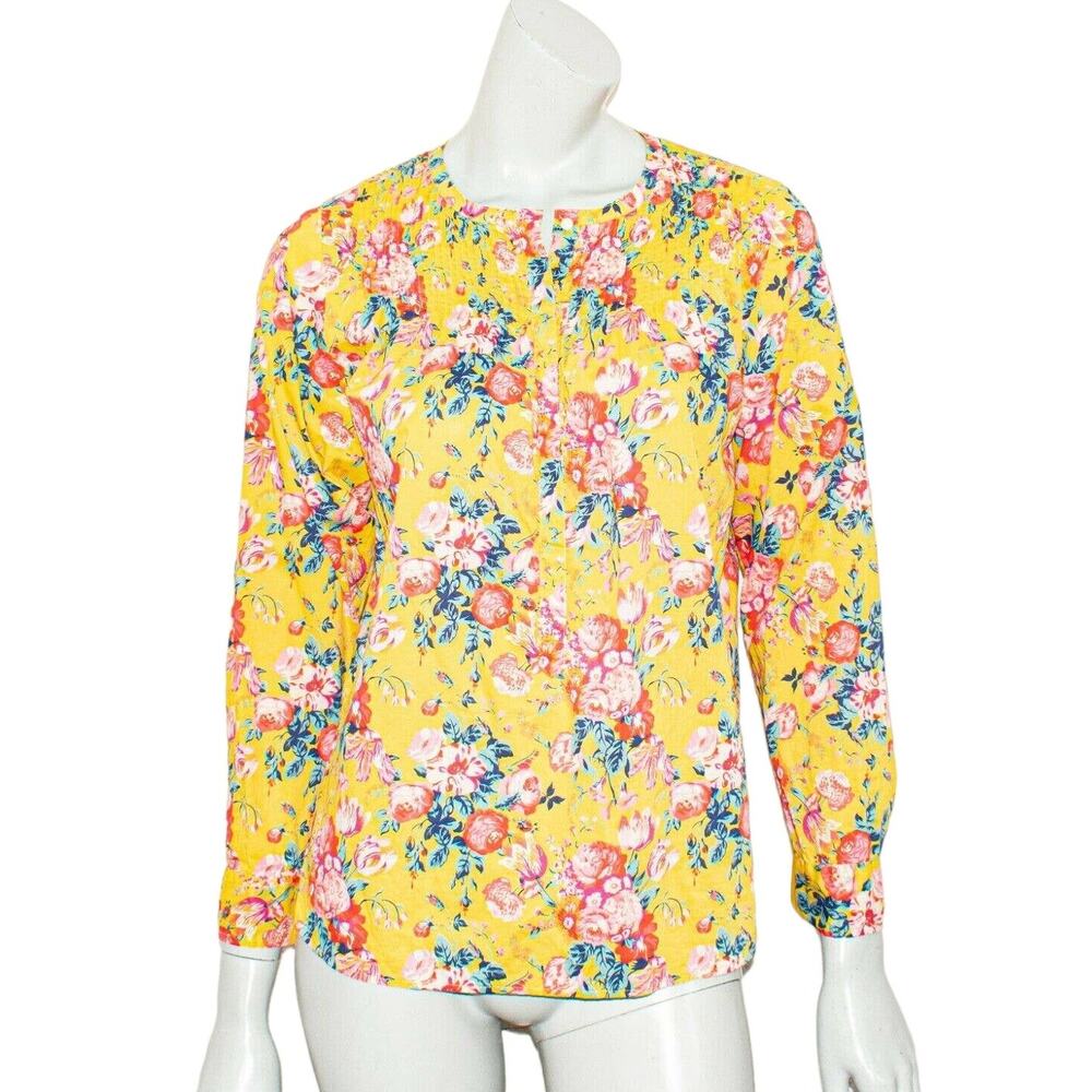 J.CREW x Liberty arts size 2 Magical Bouquet Classic Popover Top Yellow